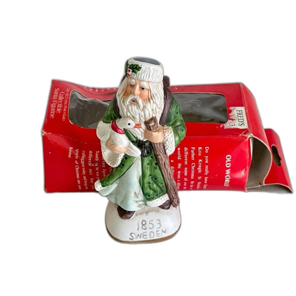 Vintage 1980s Porcelain Old World Sweden Santa Collectible Figurine with Box 5" - Picture 9 of 11